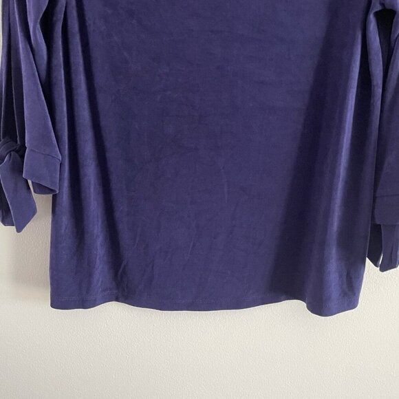 Travelers By Chicos Women 1/Small Purple 3/4 Tie Sleeve Cold Shoulder Tunic Top - Picture 2 of 10